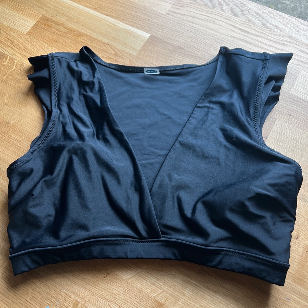 Old Navy Flutter Sleeve Swim Top Black Sz L